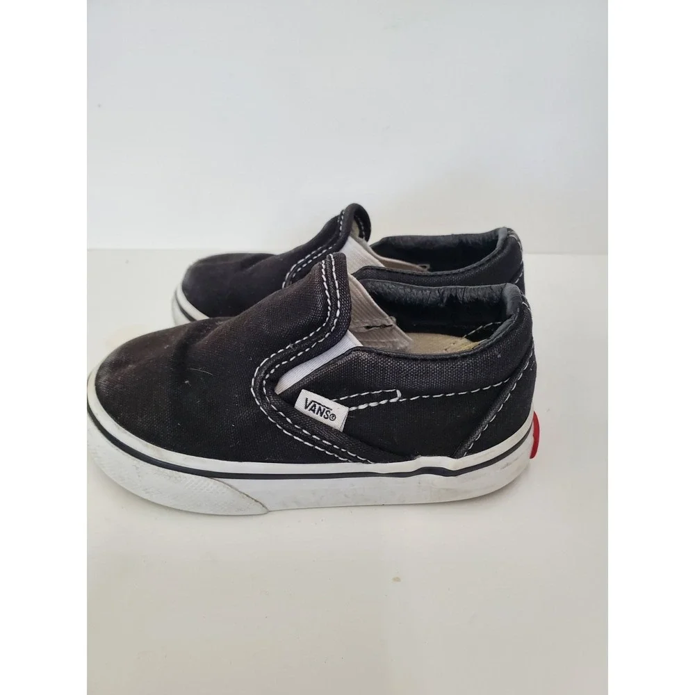 Vans Toddler Size 5 Black Slip-On Shoes (Classic) FLAWED 